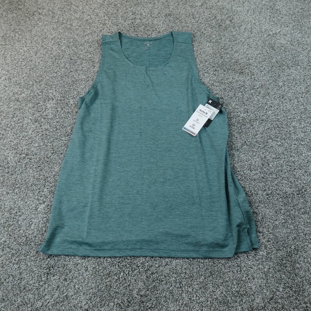 NEW Hurley Tank Top Mens XL Green Air Mesh Sleeveless Workout Gym Shirt Stretch